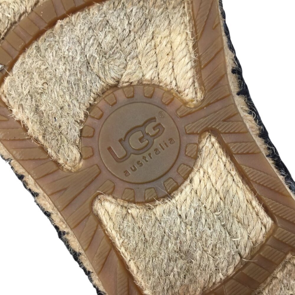 Ugg Sandrinne Espadrille Size 5 Basket Woven Flats Black Gold Metallic 1010196 - Picture 11 of 13